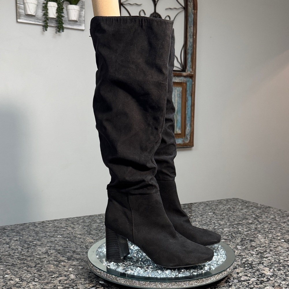 Sugar fabric Black Over the Knee Boots NWOT 7.5